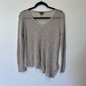 Eileen Fisher Women's V-Neck Linen Cotton Knit Top Blouse Cream Size XS